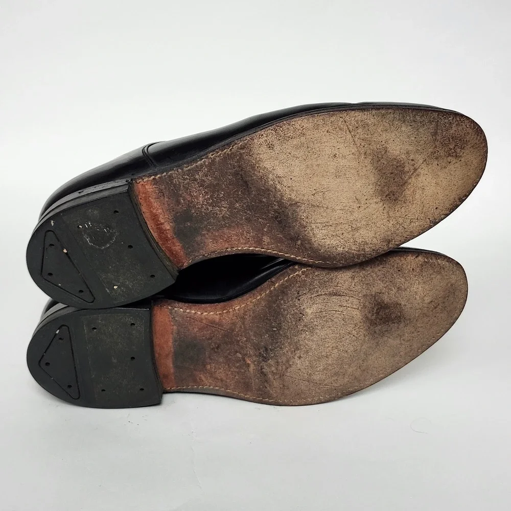 Vintage Black Leather Split Toe Derby Oxfords Norwegian Stitched Sole 11.5 C